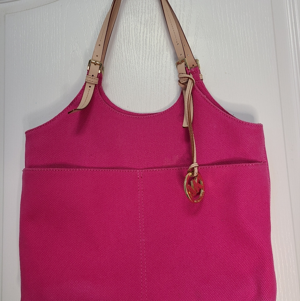 Michael Kors Hot Pink Canvas Handbag